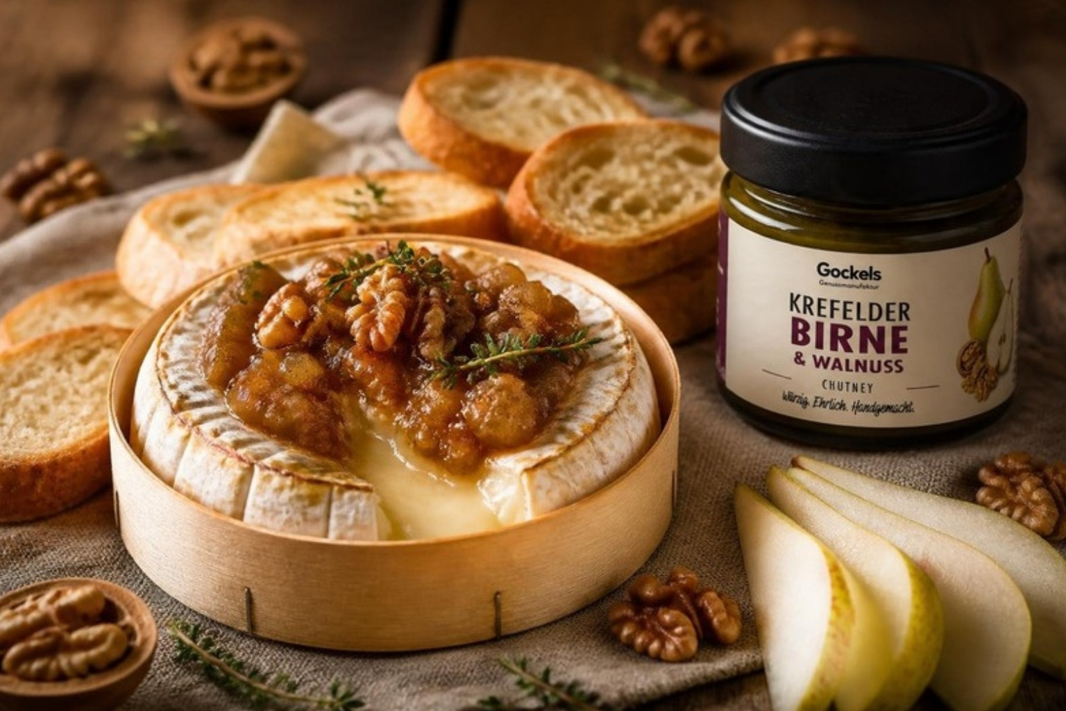 Ofen-Camembert mit Birne & Walnuss Chutney